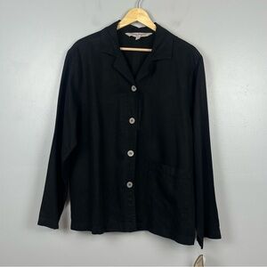 NWT Natural Origins 100% Tencel Lyocell black button front jacket, large.